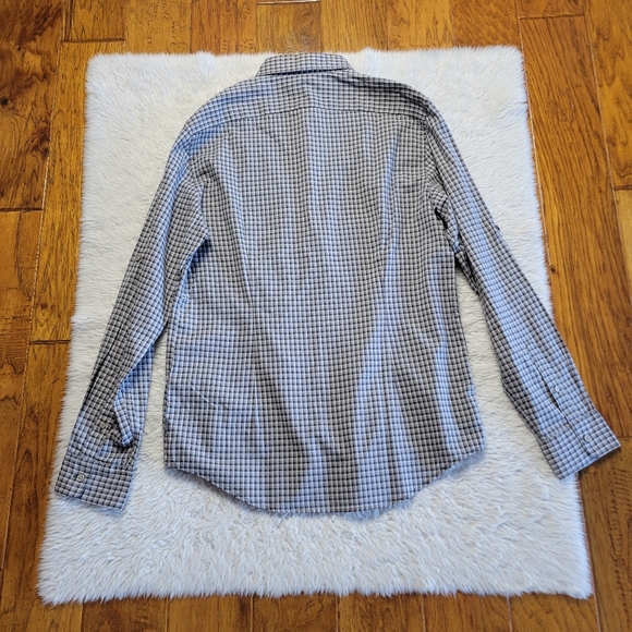NWT John Varvatos Button Up Shirt Men's Medium Long Sleeve Gray Plaid Cotton - Picture 5 of 11
